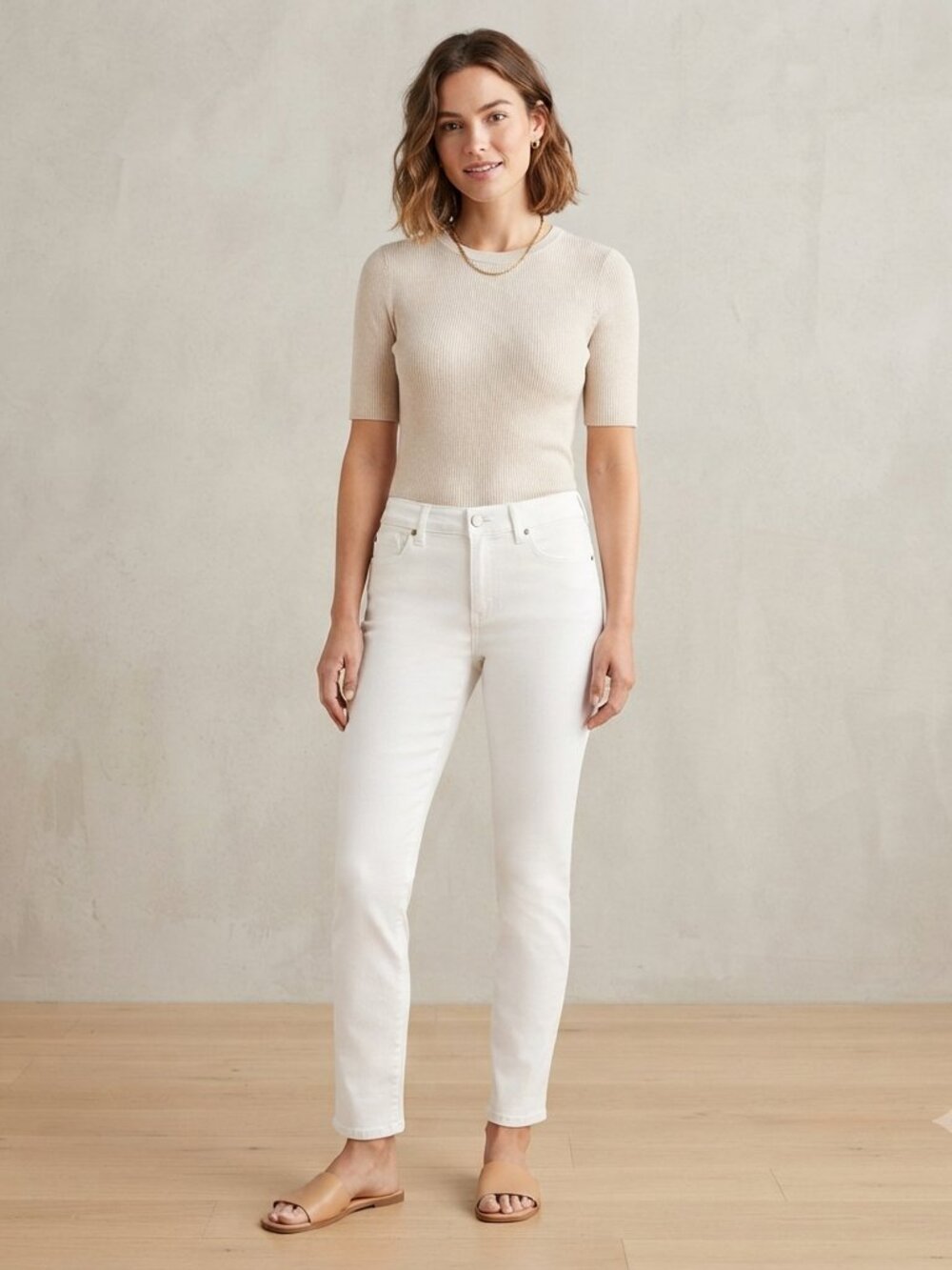 Chico's Classic White Straight Leg Stretch Ankle Jeans Size 12